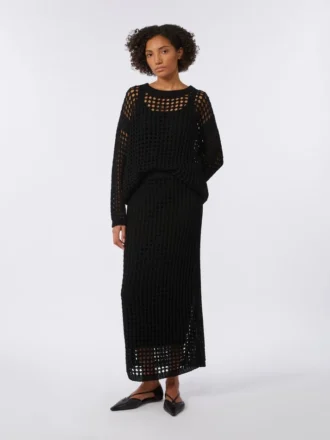 Katoenen rok met mesh, zwart Katoenen rok met mesh, zwart