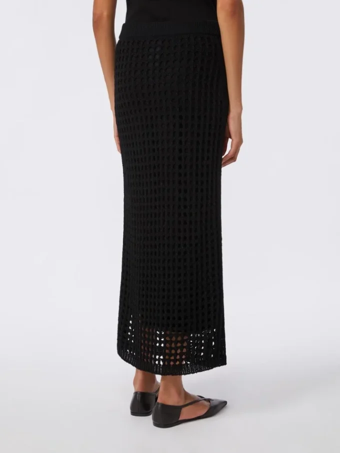Katoenen rok met mesh, zwart