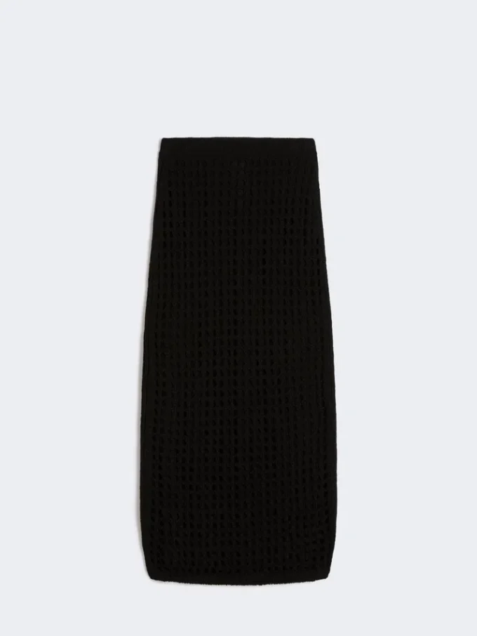 Katoenen rok met mesh, zwart