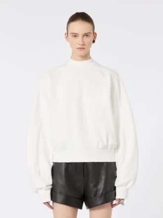 Katoenen stretch-sweatshirt, ivoorkleurig