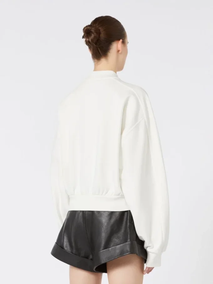 Katoenen stretch-sweatshirt, ivoorkleurig