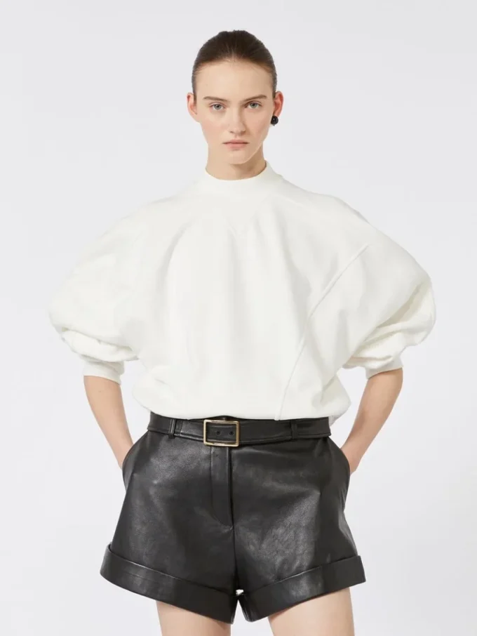 Katoenen stretch-sweatshirt, ivoorkleurig