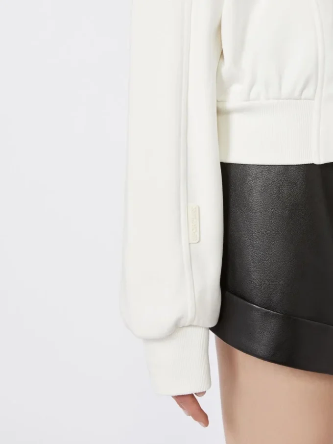 Katoenen stretch-sweatshirt, ivoorkleurig