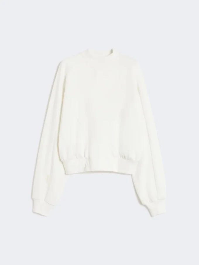 Katoenen stretch-sweatshirt, ivoorkleurig