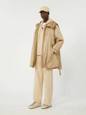 Omkeerbare gewatteerde parka van waterafstotend canvas, beige