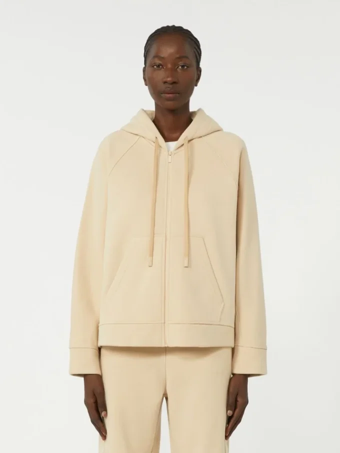 Katoenen sweatshirt met rits, zandkleur