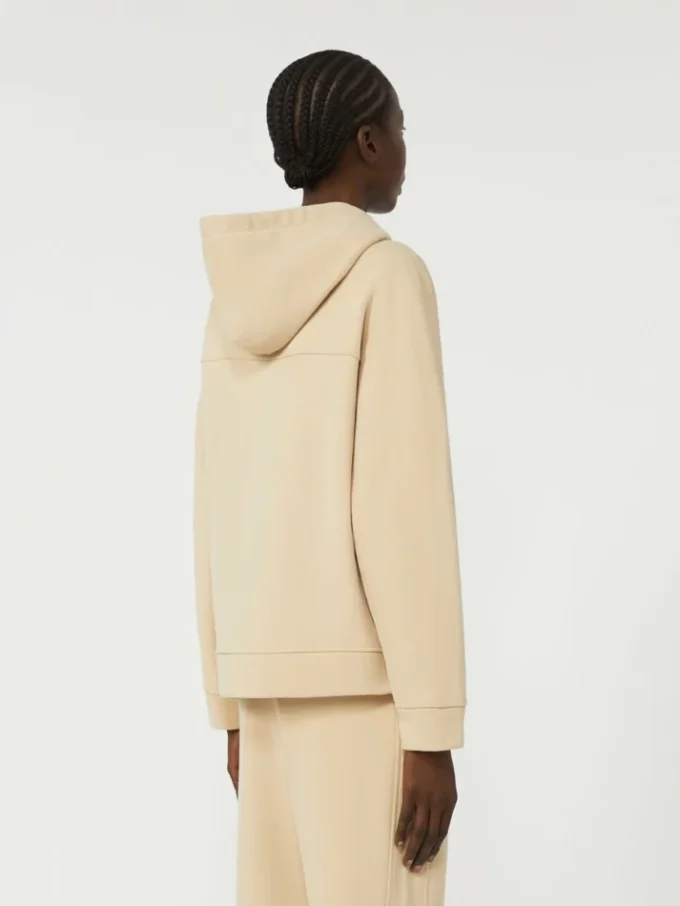 Katoenen sweatshirt met rits, zandkleur