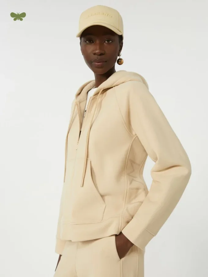 Katoenen sweatshirt met rits, zandkleur
