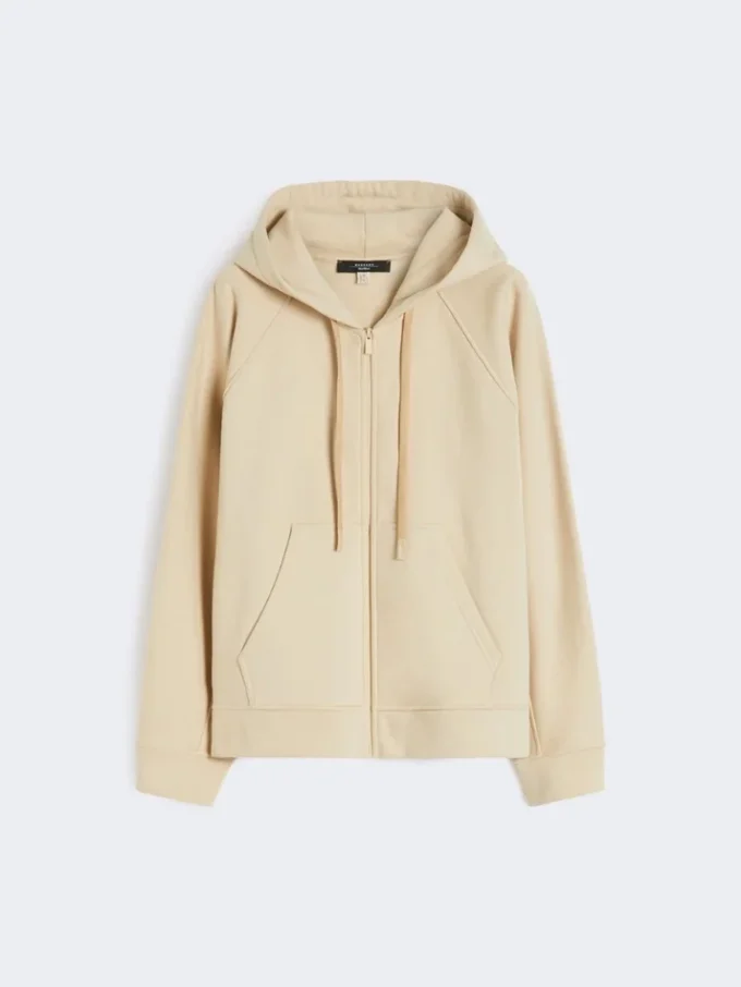 Katoenen sweatshirt met rits, zandkleur