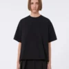 Katoenen T-shirt met geplooide achterkant, zwart Katoenen T-shirt met geplooide achterkant, zwart