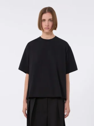 Katoenen T-shirt met geplooide achterkant, zwart