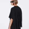 Katoenen T-shirt met geplooide achterkant, zwart Katoenen T-shirt met geplooide achterkant, zwart
