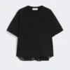 Katoenen T-shirt met geplooide achterkant, zwart Katoenen T-shirt met geplooide achterkant, zwart