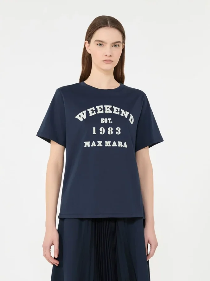 Katoenen T-shirt met grafische print, marineblauw Katoenen T-shirt met grafische print, marineblauw
