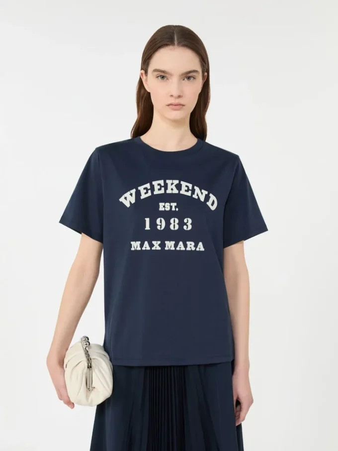 Katoenen T-shirt met grafische print, marineblauw Katoenen T-shirt met grafische print, marineblauw