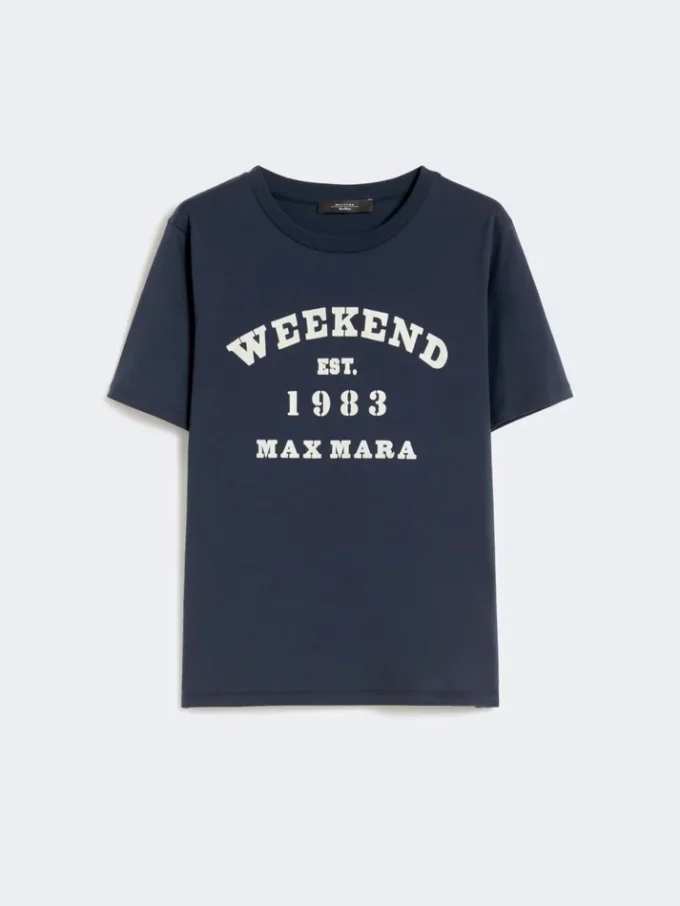 Katoenen T-shirt met grafische print, marineblauw Katoenen T-shirt met grafische print, marineblauw