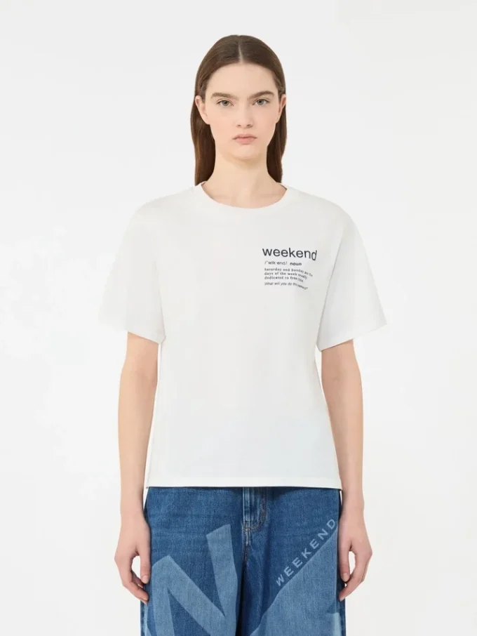Katoenen T-shirt met grafische print, wit Katoenen T-shirt met grafische print, wit