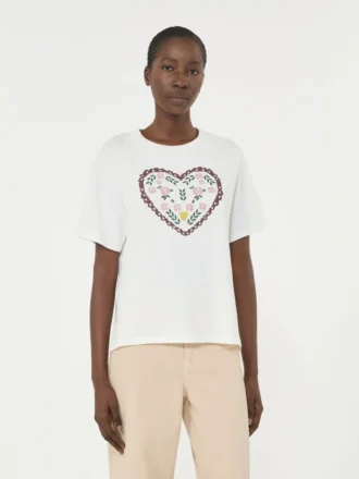 Katoenen T-shirt met grafische print, wit