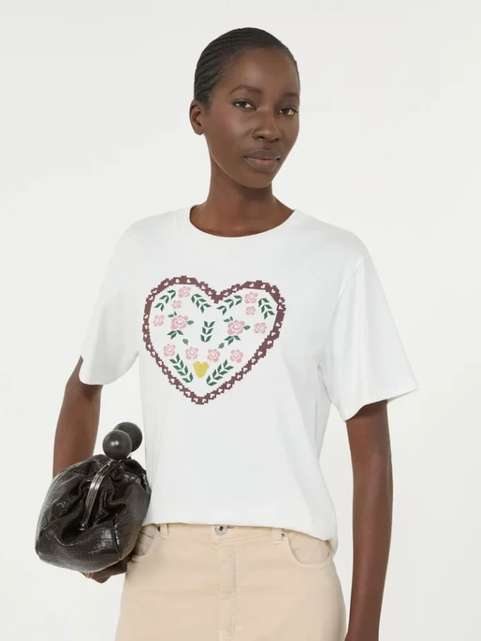 Katoenen T-shirt met grafische print, wit Katoenen T-shirt met grafische print, wit