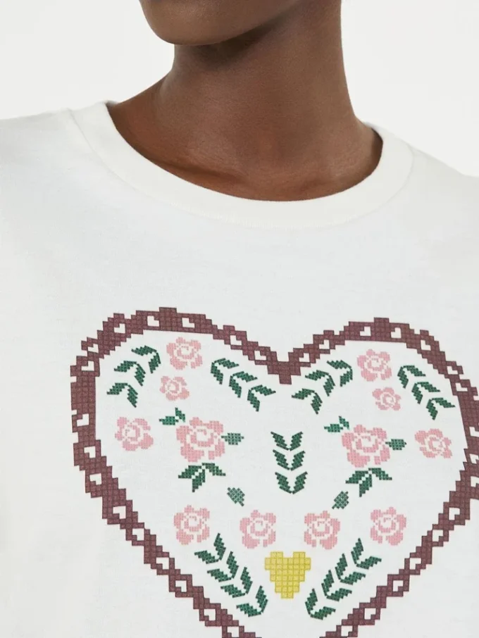 Katoenen T-shirt met grafische print, wit Katoenen T-shirt met grafische print, wit