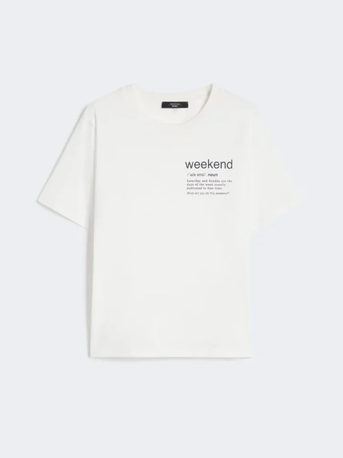 Katoenen T-shirt met grafische print, wit Katoenen T-shirt met grafische print, wit