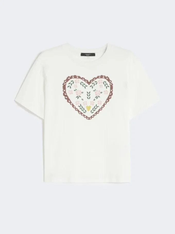 Katoenen T-shirt met grafische print, wit Katoenen T-shirt met grafische print, wit