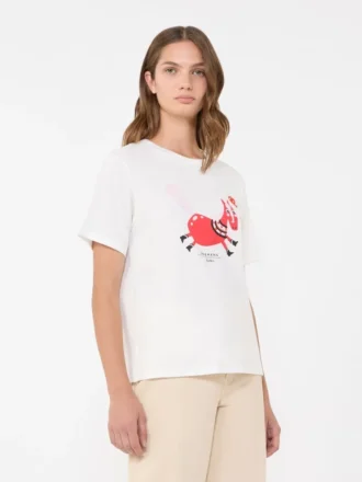 Katoenen T-shirt met print en borduursels, wit