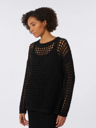Katoenen trui met mesh, zwart