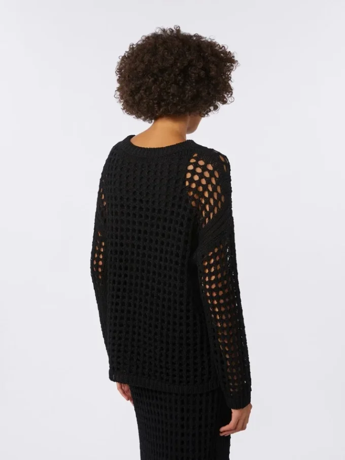 Katoenen trui met mesh, zwart