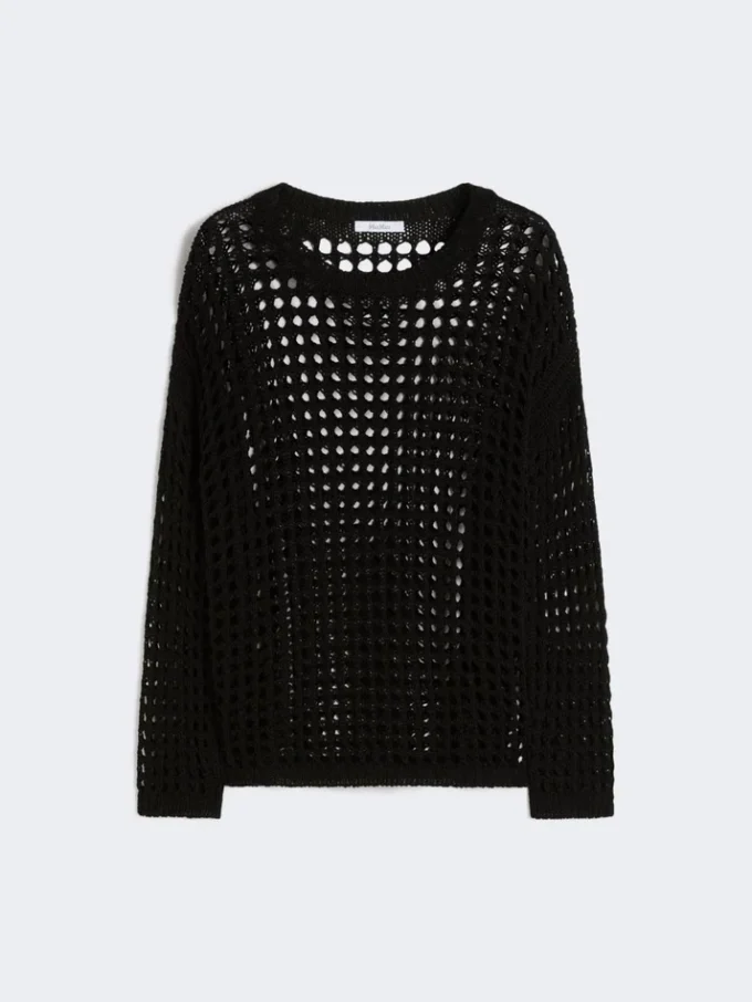 Katoenen trui met mesh, zwart