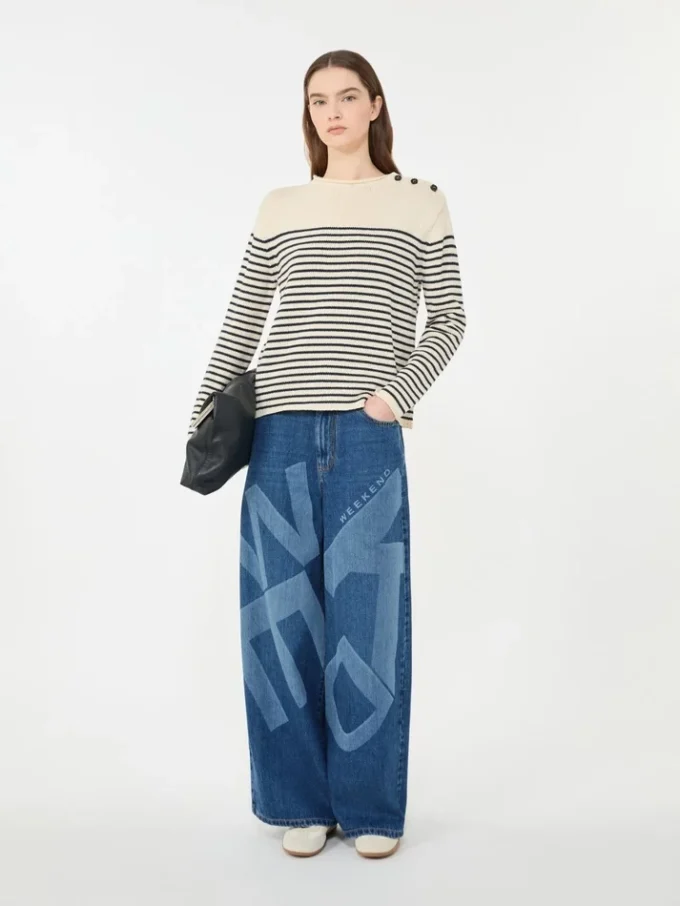 Katoenen trui met relaxte pasvorm, marineblauw