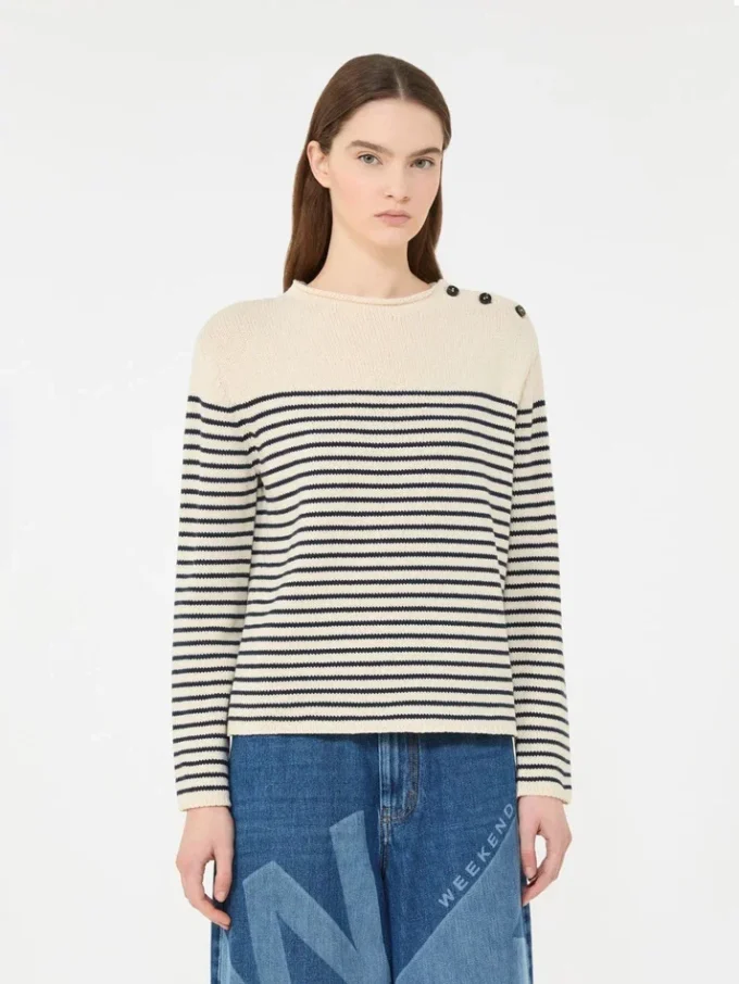 Katoenen trui met relaxte pasvorm, marineblauw