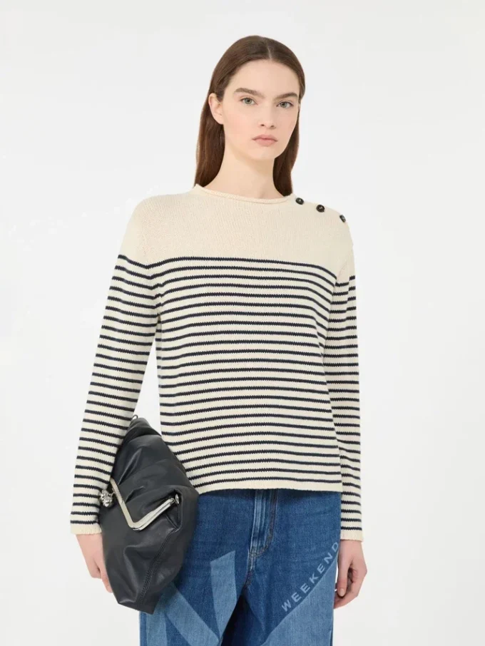 Katoenen trui met relaxte pasvorm, marineblauw