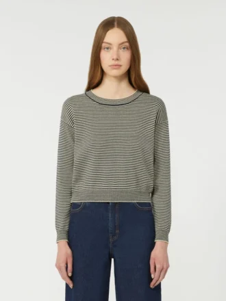Katoenen trui met ronde hals, marineblauw