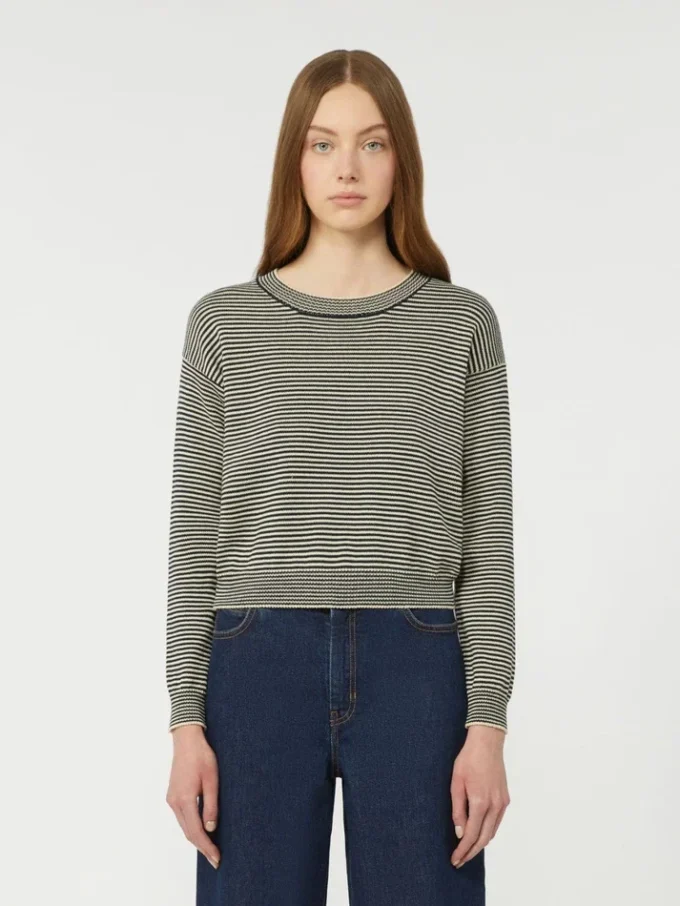 Katoenen trui met ronde hals, marineblauw