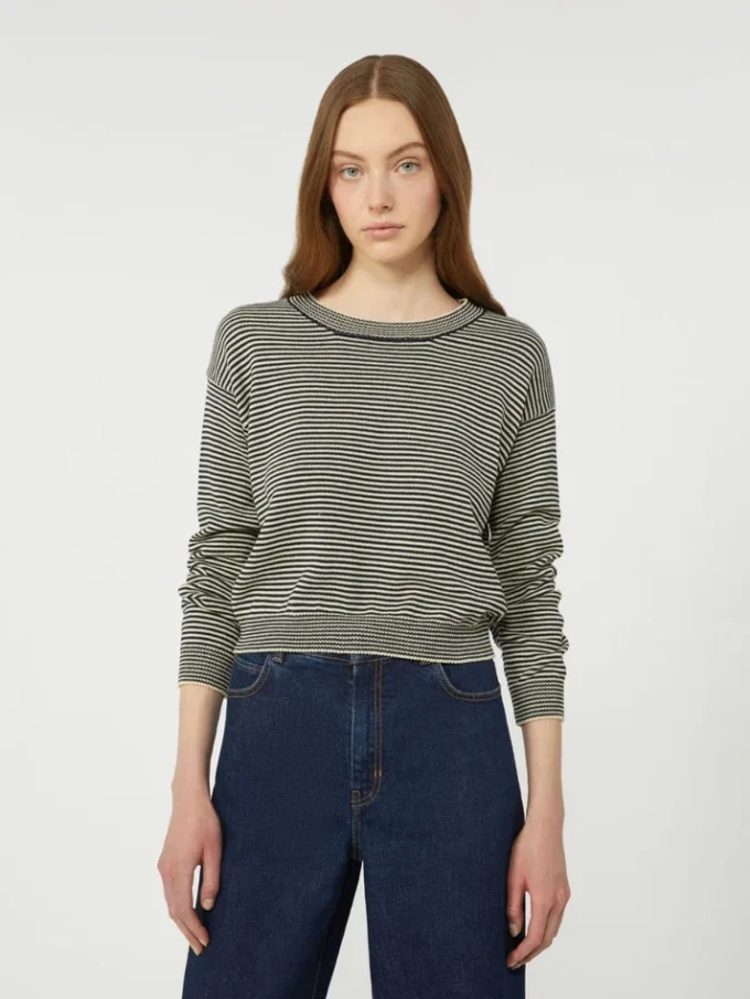 Katoenen trui met ronde hals, marineblauw