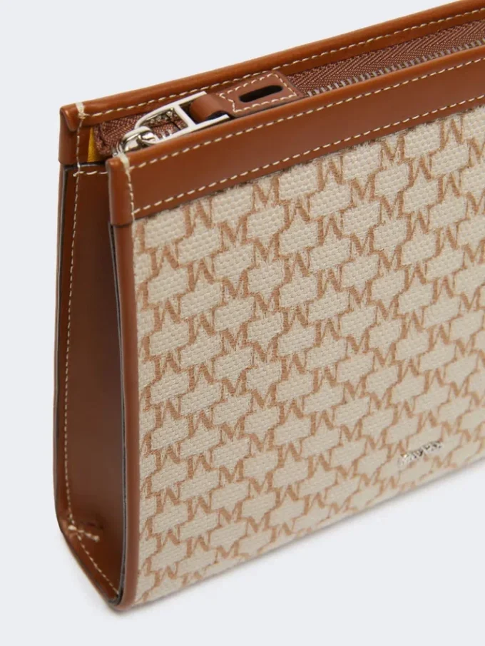 Klein zakje van katoenjacquard, hazelnootbruin