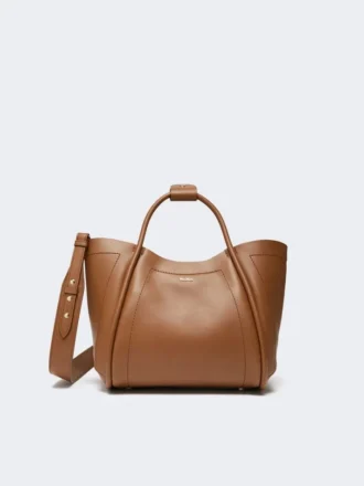 Kleine leren tas in marineblauw, bruin-brons