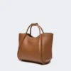 Kleine leren tas in marineblauw, bruin-brons Kleine leren tas in marineblauw, bruin-brons