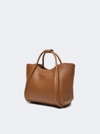 Kleine leren tas in marineblauw, bruin-brons
