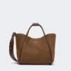 Kleine marine tas van nubuckleer, donkerbruin