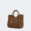 Kleine marine tas van nubuckleer, donkerbruin