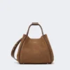 Kleine marine tas van nubuckleer, donkerbruin