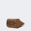 Kleine marine tas van nubuckleer, donkerbruin