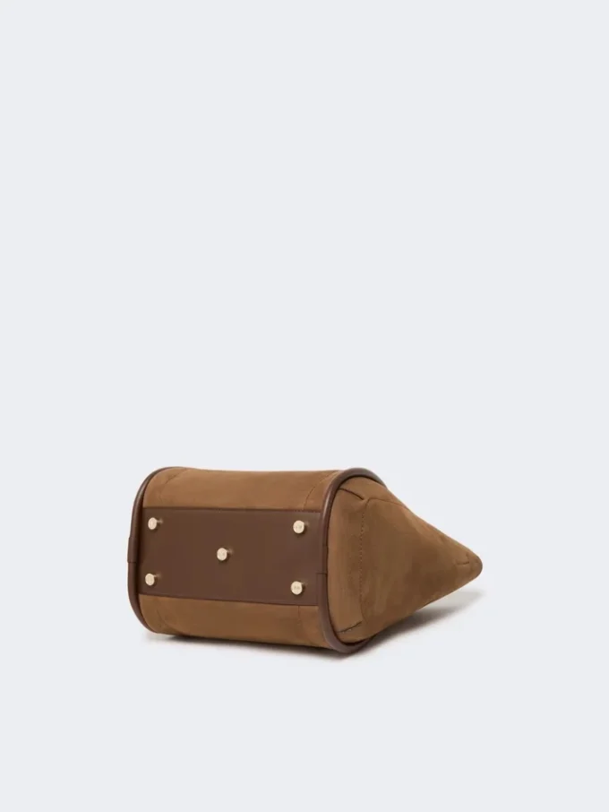 Kleine marine tas van nubuckleer, donkerbruin
