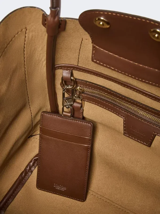 Kleine marine tas van nubuckleer, donkerbruin