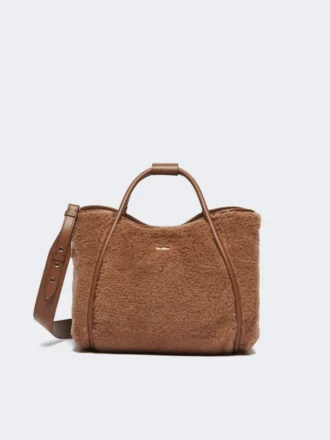 Kleine marine tas van teddy-stof, camel