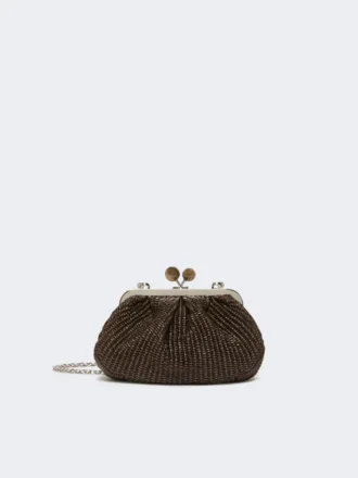 Kleine pasticcino-tas met raffia-effect, donkerbruin