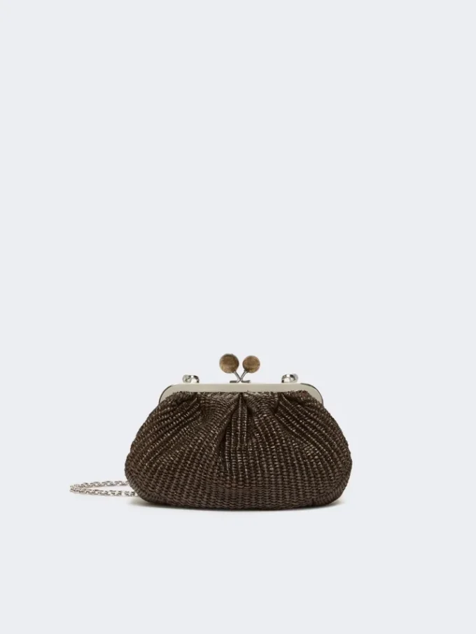 Kleine pasticcino-tas met raffia-effect, donkerbruin Kleine pasticcino-tas met raffia-effect, donkerbruin