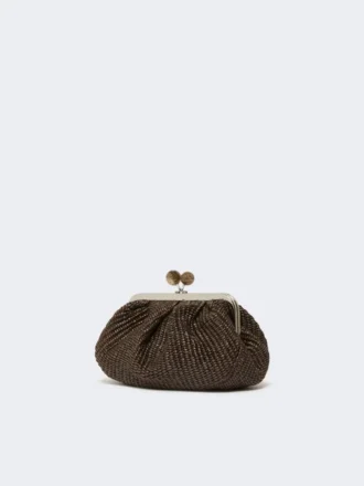 Kleine pasticcino-tas met raffia-effect, donkerbruin